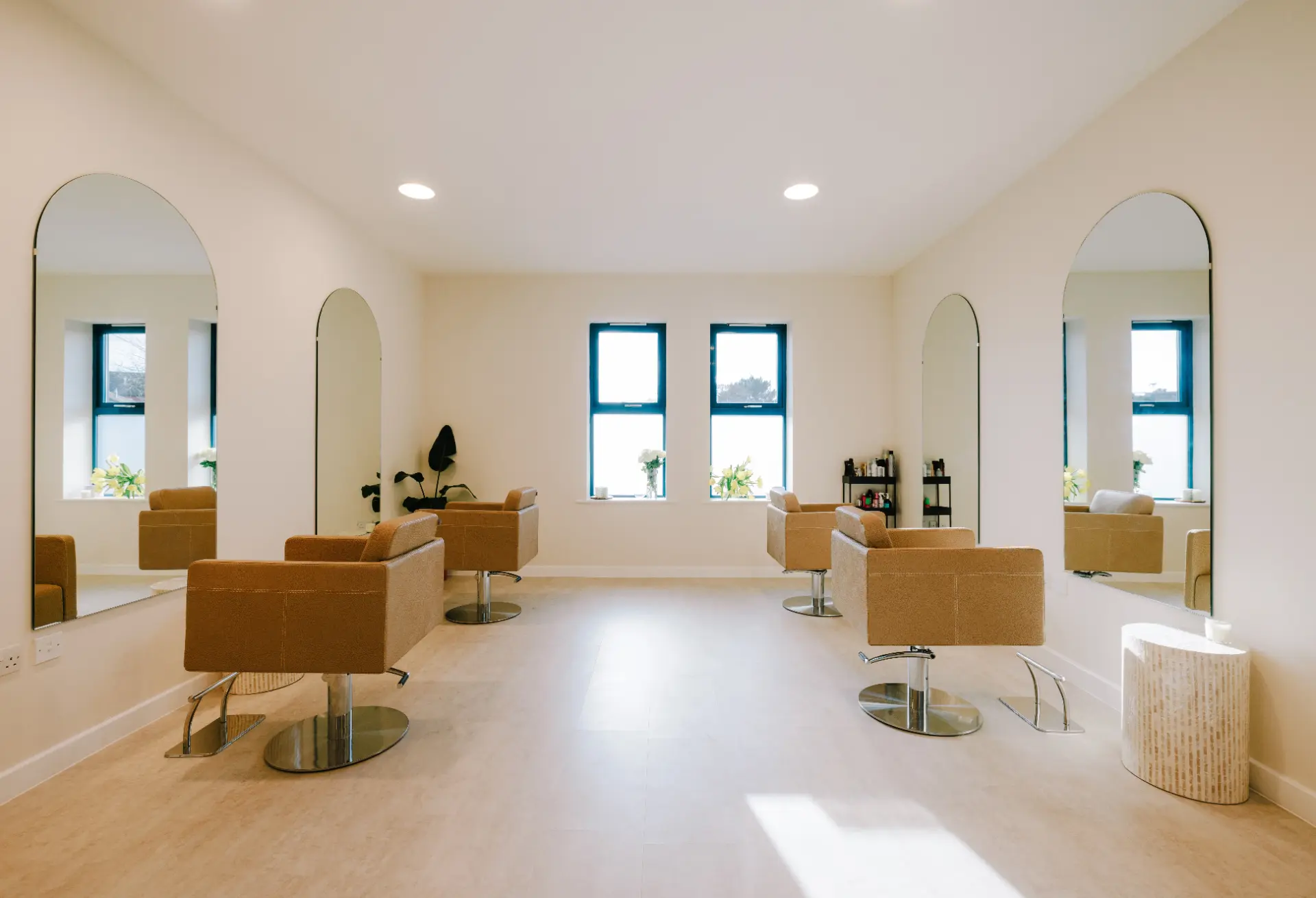 A bright professional salon prepared to welcome clients